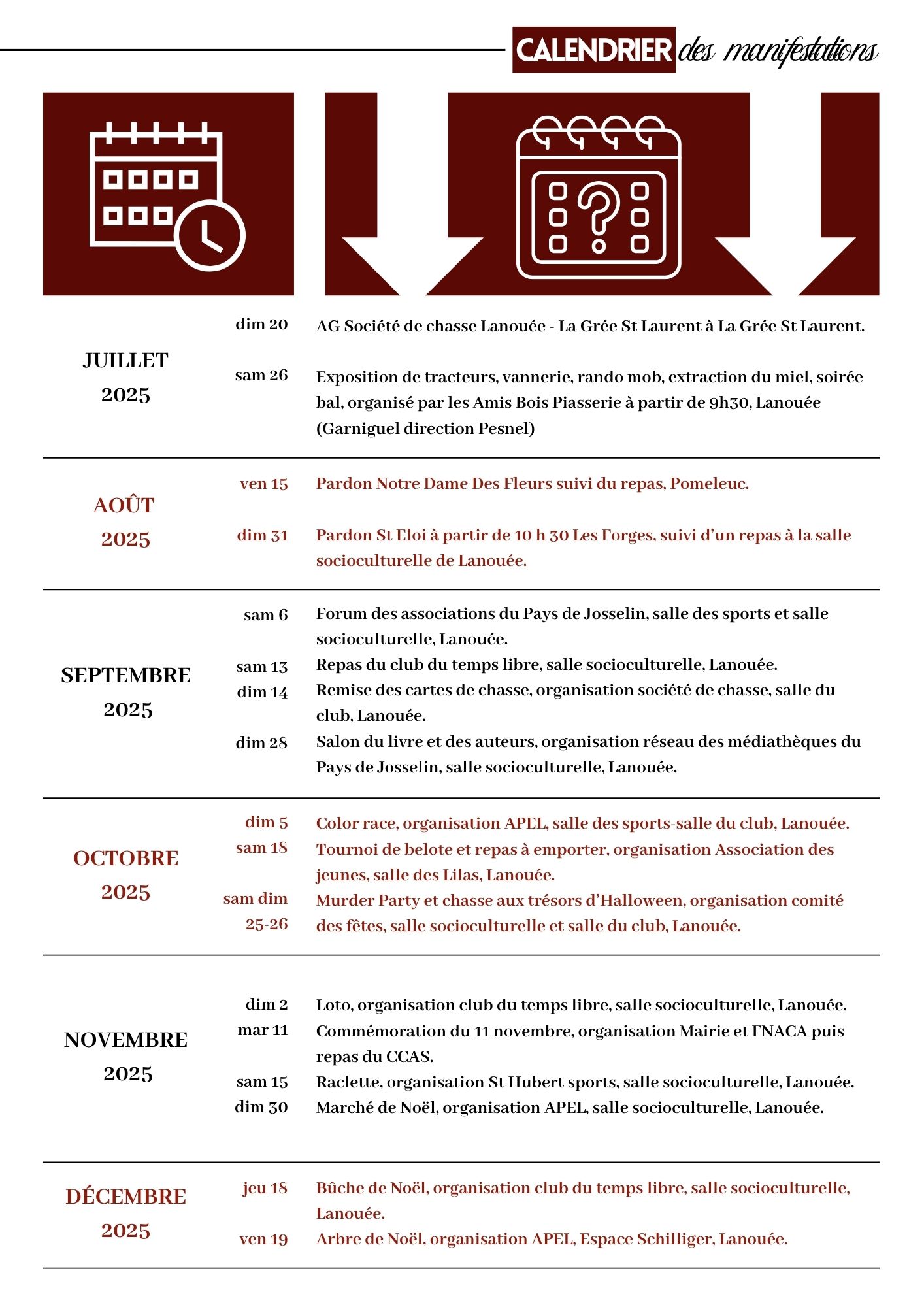 Juin 2025   Calendrier des manifestations