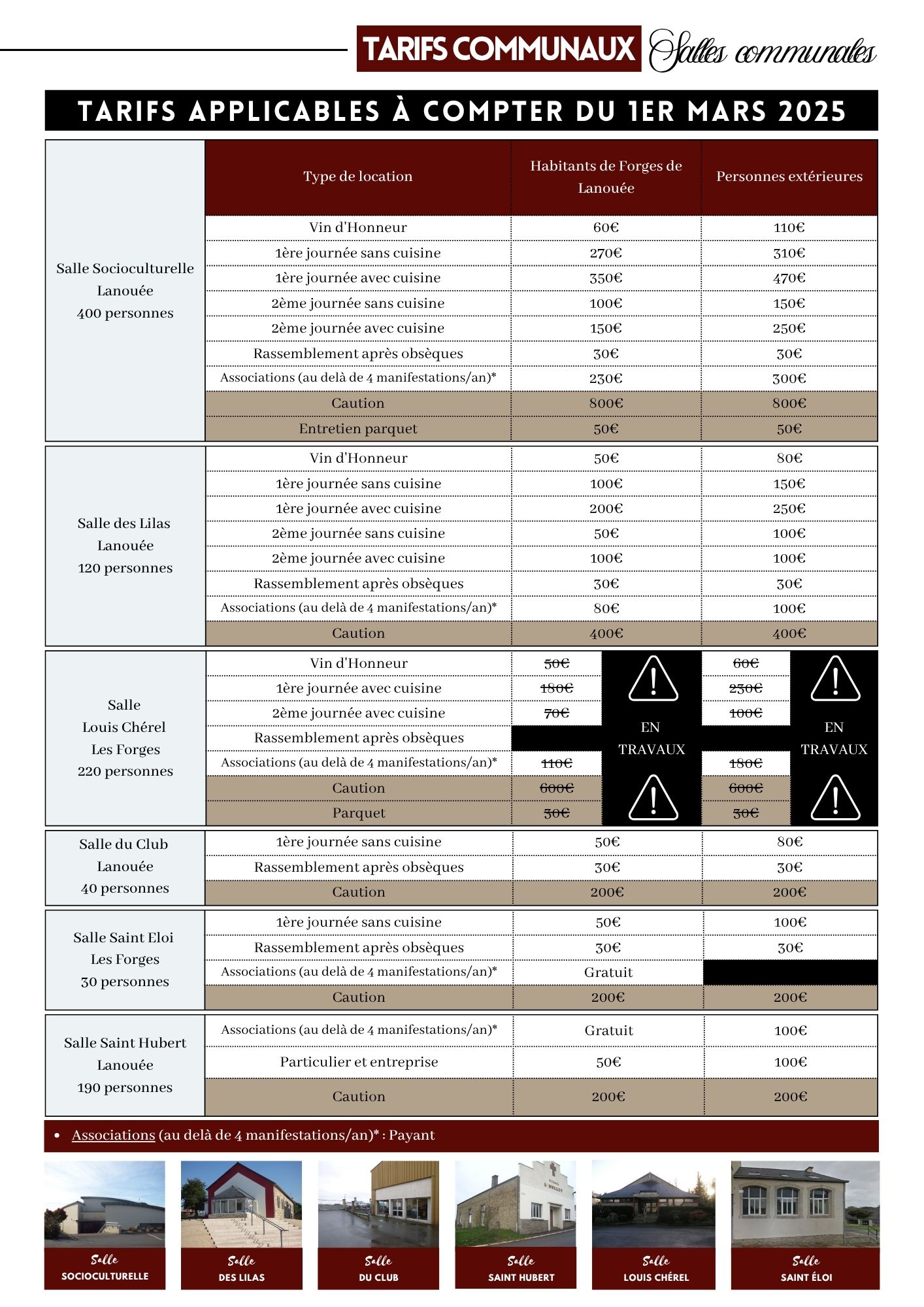 Juin 2025   Tarifs communaux salles communales